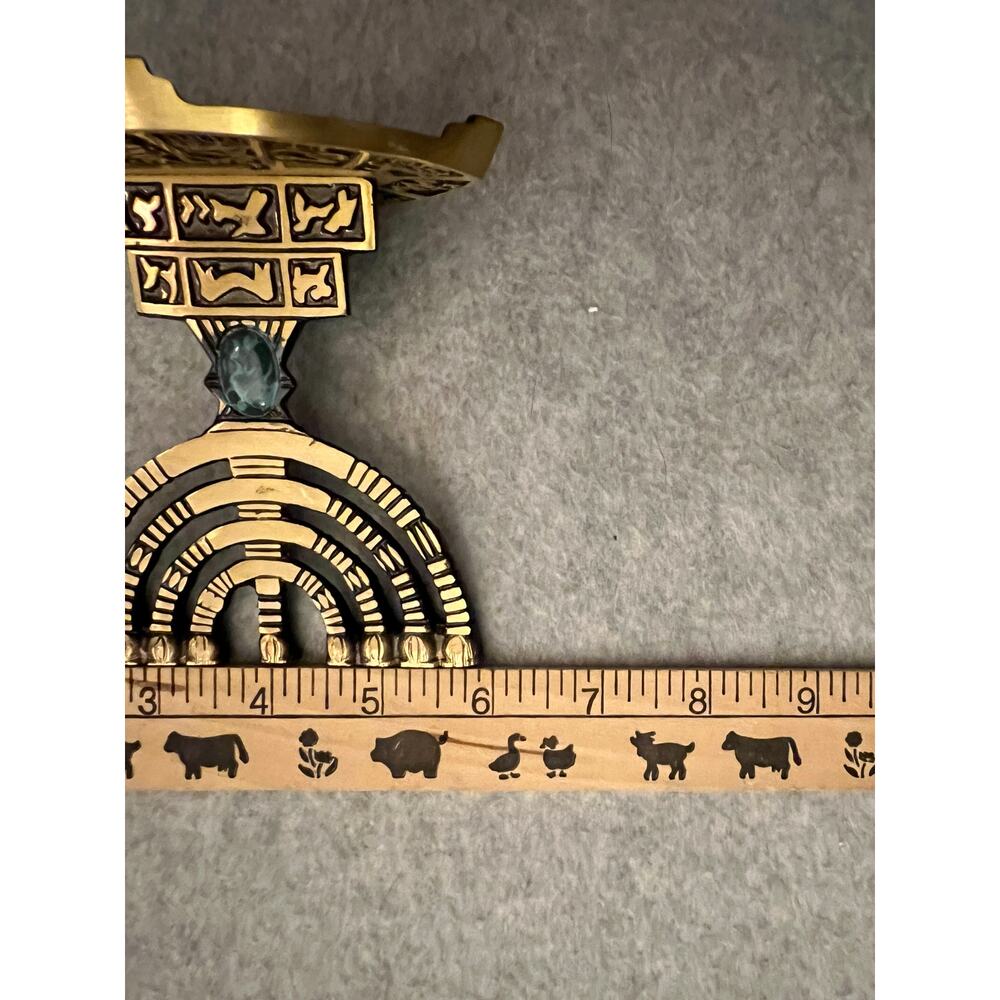 Israeli Judaica Art Metalwork Oppenheim 1950s‎ Collectible Brass Menorah Vintage - Picture 10 of 10